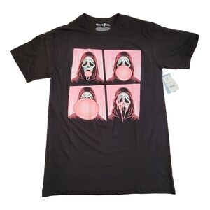 NWT Ghost Face Bubblegum Graphic T-Shirt Black Pink Horror Movie Halloween Tee M